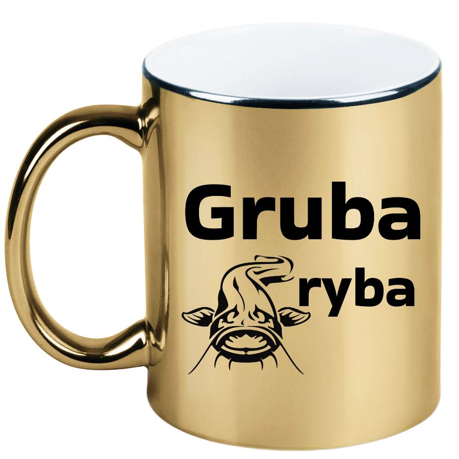 Kubek złoty z nadrukiem "Gruba ryba" – wędkarstwo #5