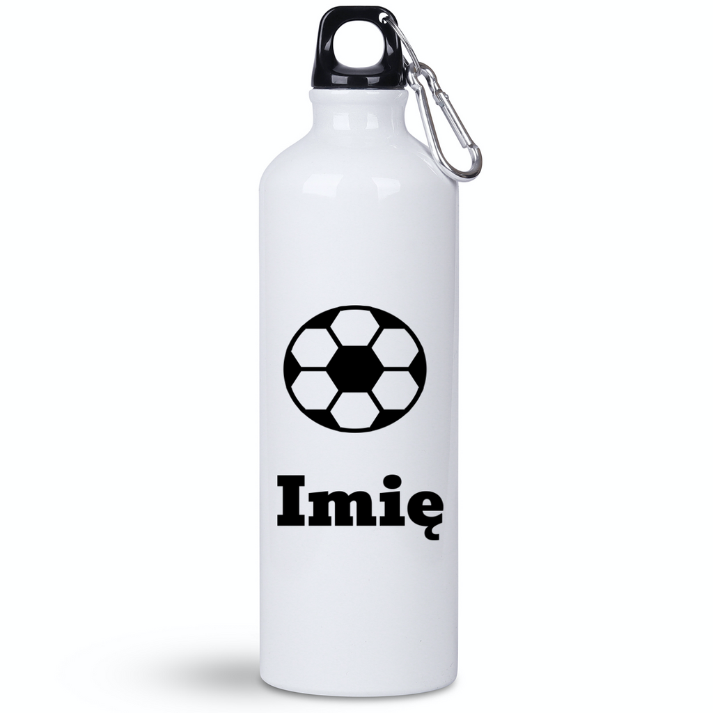 Butelka biała 800 ml z grafiką piłki i imieniem do wyboru #10