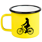 Kubek emaliowany żółty z nadrukiem roweru i imieniem do wyboru – dla rowerzystki #6