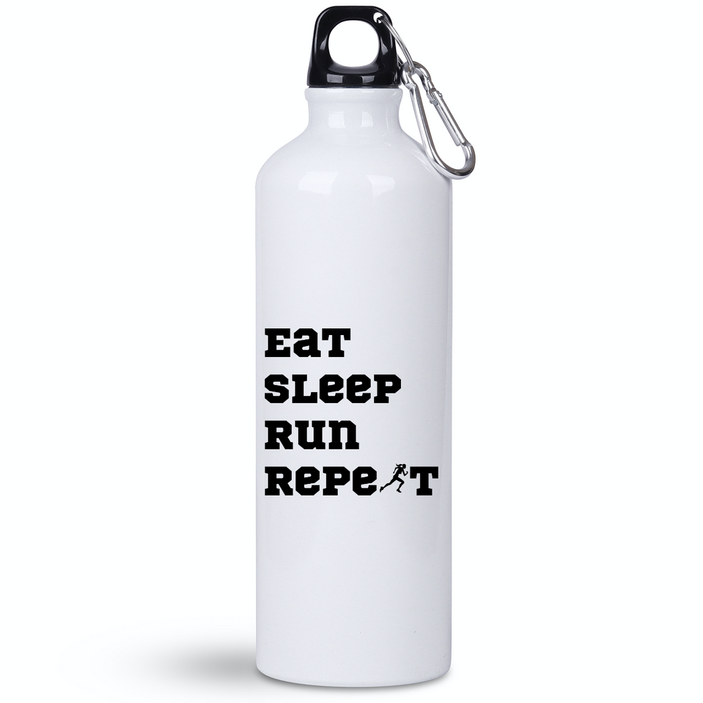 Bidon dla pań biały 800 ml z nadrukiem "Eat Sleep Run Repeat" – bieganie #10