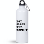 Bidon dla pań biały 800 ml z nadrukiem "Eat Sleep Run Repeat" – bieganie #10