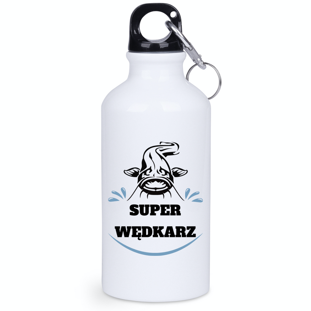 Bidon biały 400 ml z nadrukiem "Super Wędkarz" - wędkarstwo #7
