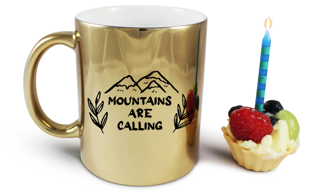 Kubek złoty z nadrukiem „Mountains are Calling” – góry #7
