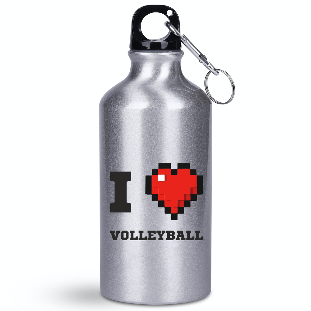 Butelka srebrna 400 ml z nadrukiem "I LOVE VOLLEYBALL" #1