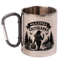 Kubek z czarnym karabińczykiem z nadrukiem „Najlepsza Grzybiarka” – na grzyby #3