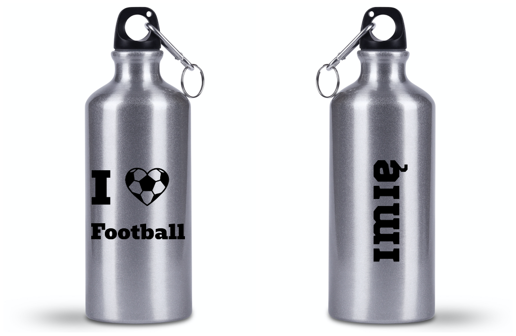 Butelka srebrna 500 ml dla kibica piłki nożnej z napisem "I LOVE FOOTBALL" #10