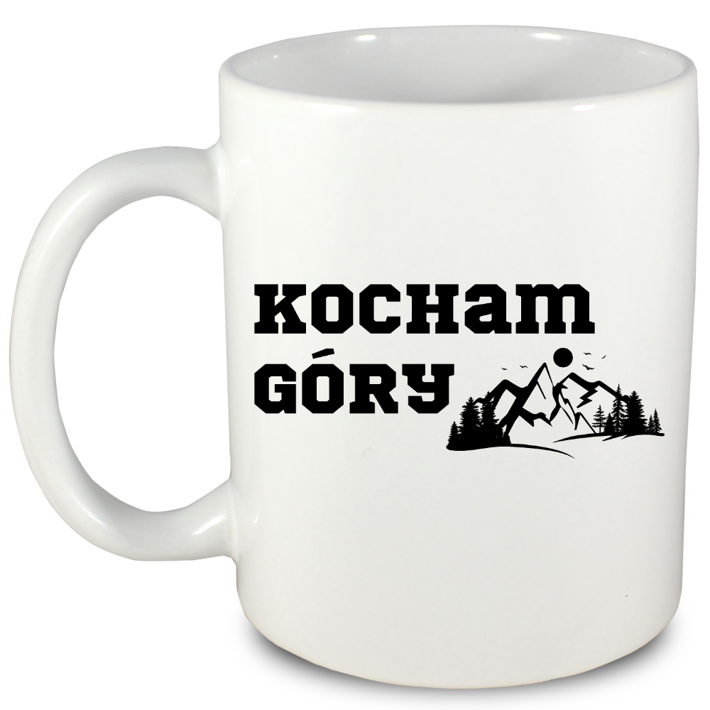 Kubek biały z nadrukiem „Kocham Góry” – trekking #8