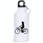Butelka biała 400 ml z grafiką rowerową i imieniem do wyboru - dla rowerzystki #1