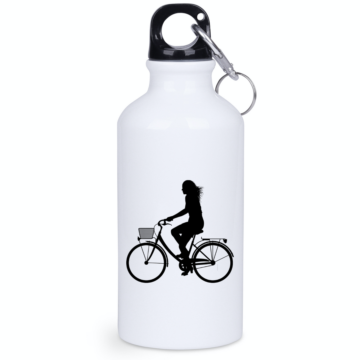 Butelka biała 400 ml z grafiką rowerową i imieniem do wyboru - dla rowerzystki #1