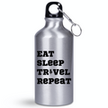 Butelka srebrna 400 ml z nadrukiem „Eat Sleep Travel Repeat” – podróż, przygoda, przyroda #5