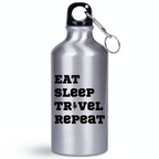 Butelka srebrna 400 ml z nadrukiem „Eat Sleep Travel Repeat” – podróż, przygoda, przyroda #5
