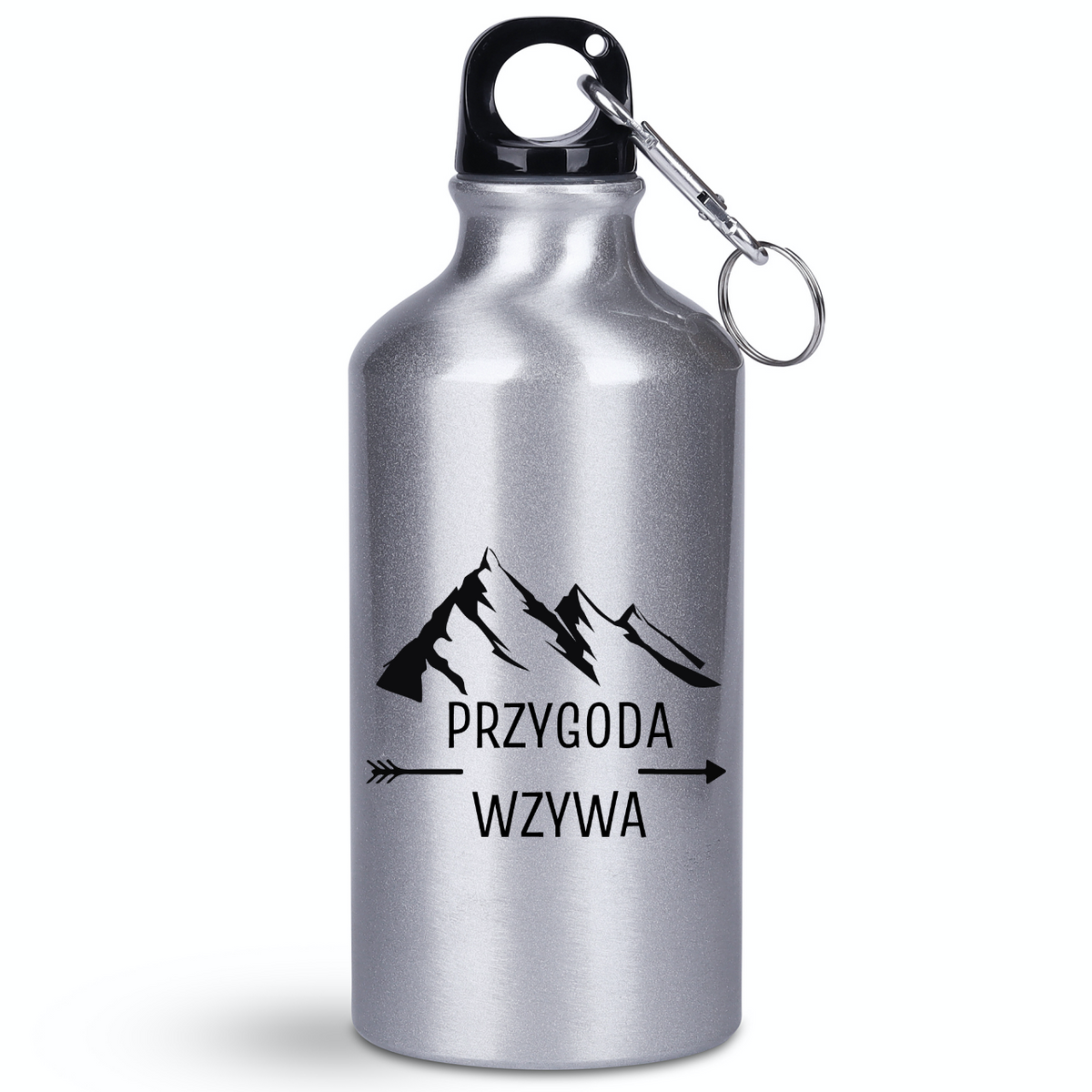 Butelka srebrna 400 ml z nadrukiem „Przygoda wzywa” - #5