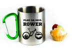 Kubek z zielonym karabińczykiem z nadrukiem „Plan na dziś: rower” – rower #9