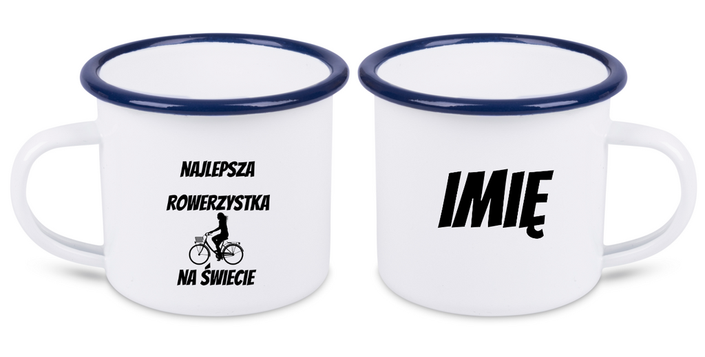 Kubek emaliowany biały z nadrukiem „Najlepsza rowerzystka na świecie” – dla rowerzystki #8