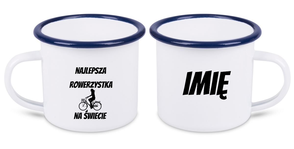 Kubek emaliowany biały z nadrukiem „Najlepsza rowerzystka na świecie” – dla rowerzystki #8