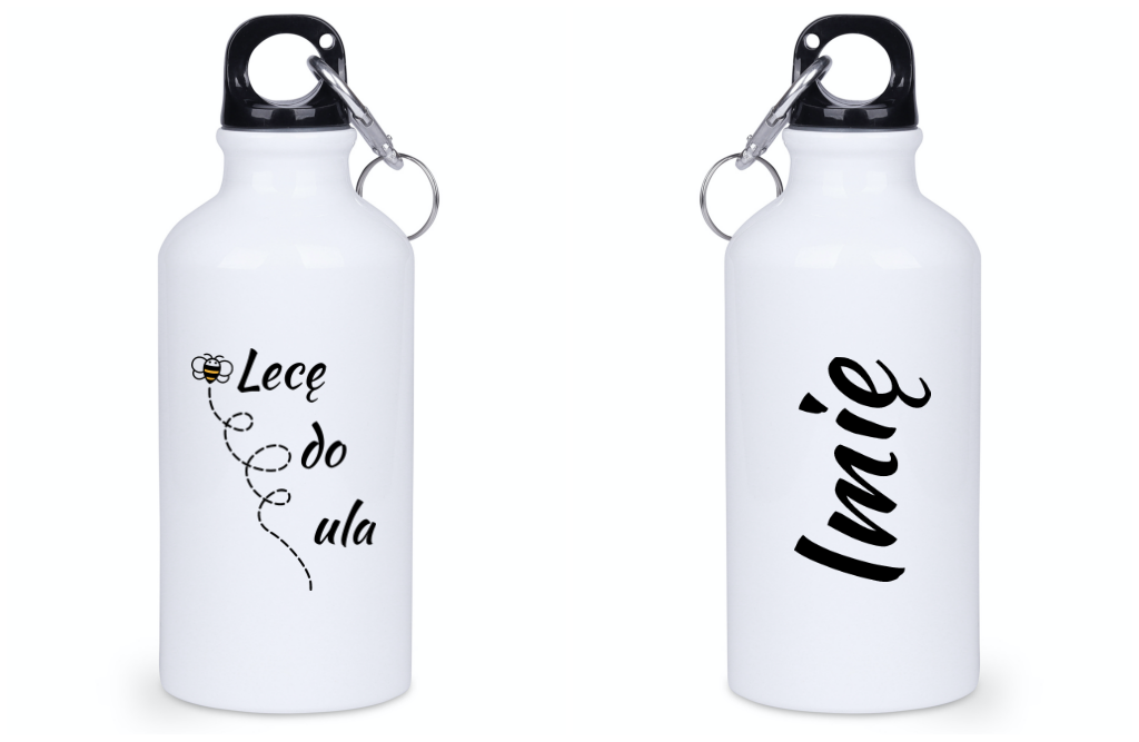 Bidon biały 400 ml z nadrukiem „Lecę do ula” – pszczelarstwo #7