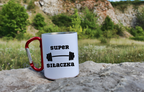 Kubek biały z czerwonym karabińczykiem i nadrukiem „Super Siłaczka” – na siłownię #2
