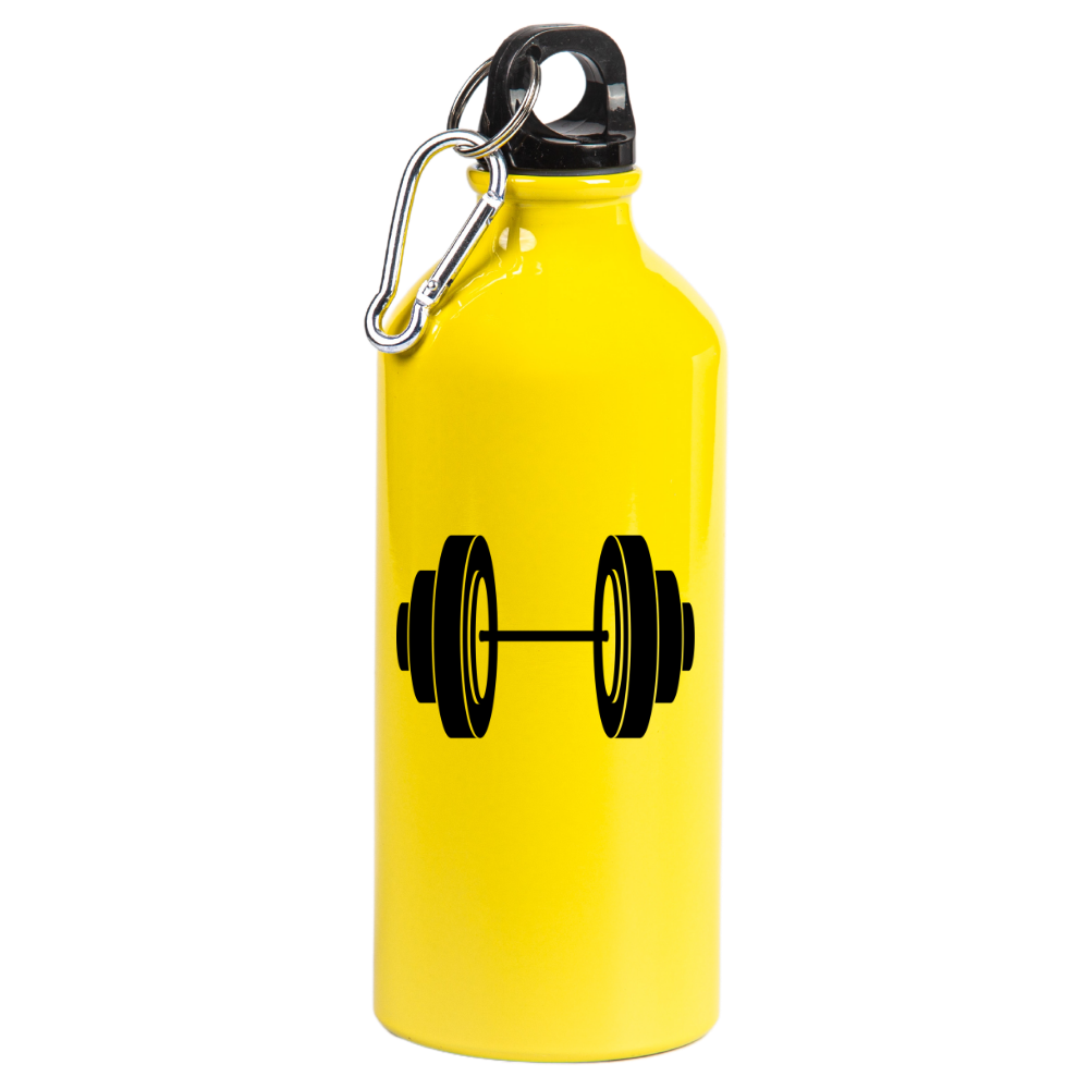 Bidon żółty 600 ml z grafiką hantli i imieniem do wyboru – na siłownię #3