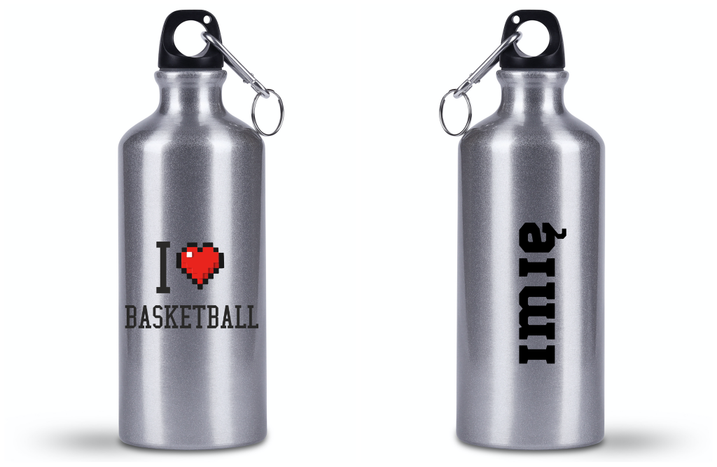 Butelka srebrna 500 ml z nadrukiem "I LOVE BASKETBALL" #2
