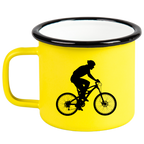Kubek emaliowany żółty z nadrukiem roweru i imieniem do wyboru – dla rowerzysty #5
