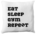 Poduszka z nadrukiem „Eat Sleep Gym Repeat” – siłownia #7