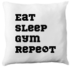 Poduszka z nadrukiem „Eat Sleep Gym Repeat” – siłownia #7