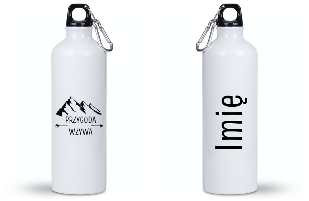 Butelka biała 800 ml z nadrukiem „Przygoda wzywa" - trekking #5