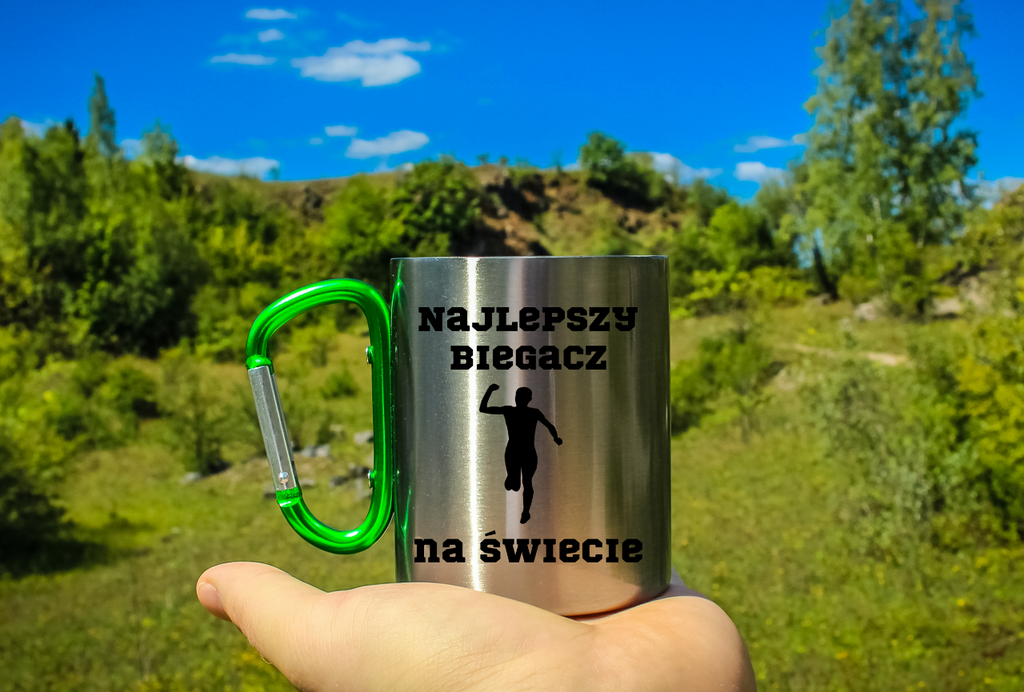 Kubek z karabińczykiem zielonym z nadrukiem "Najlepszy biegacz na świecie" #1