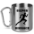 Kubek ze srebrnym karabińczykiem – z nadrukiem "Super Biegacz" – bieganie #7
