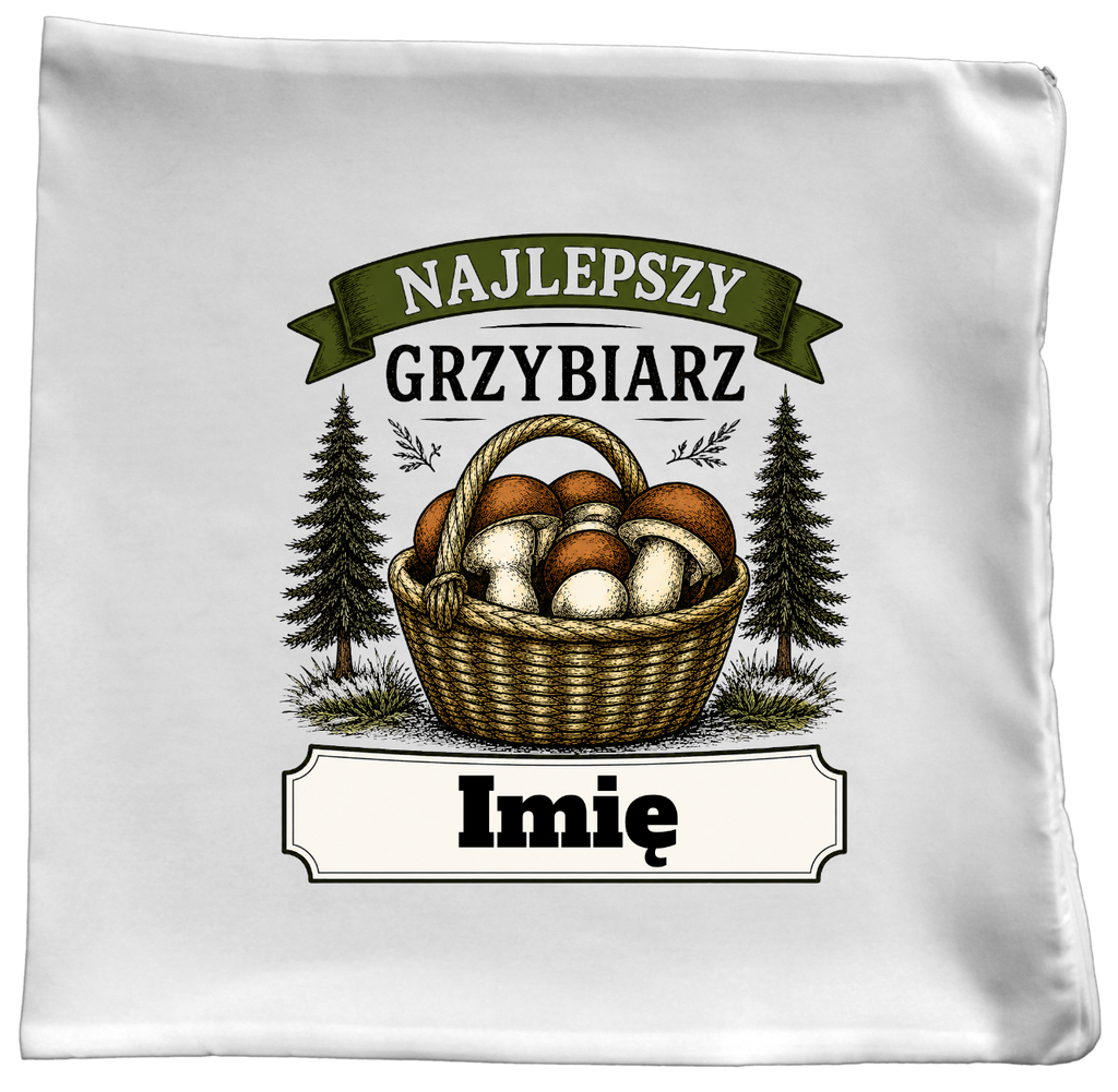 Poduszka prezent dla miłośnika grzybów z nadrukiem "Najlepszy Grzybiarz" z imieniem wyborów - grzyby #5