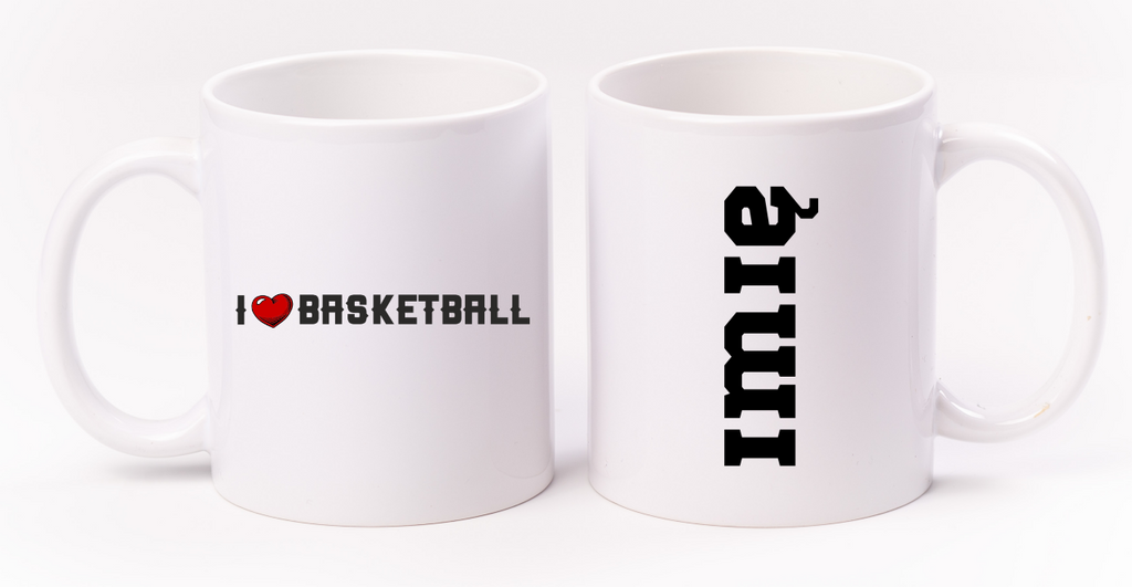 Kubek biały z nadrukiem "I LOVE BASKETBALL" - koszykówka #3