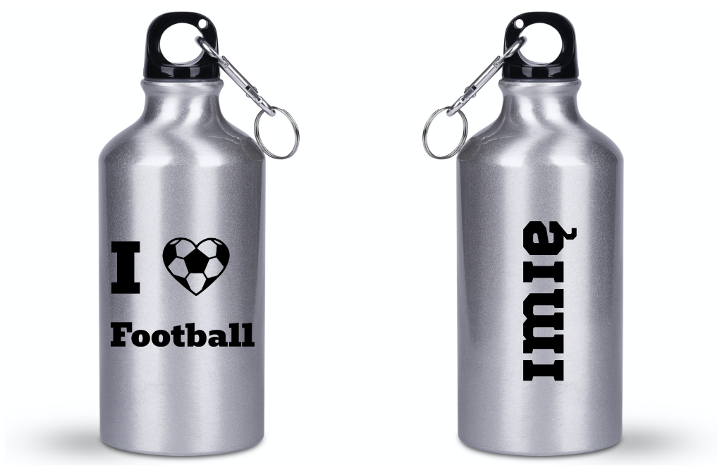 Butelka srebrna 400 ml dla kibica piłki nożnej z napisem "I Love Football" #11