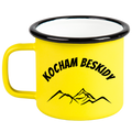 Kubek emaliowany żółty z nadrukiem "Kocham Beskidy" - góry #1