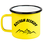 Kubek emaliowany żółty z nadrukiem "Kocham Beskidy" - góry #1