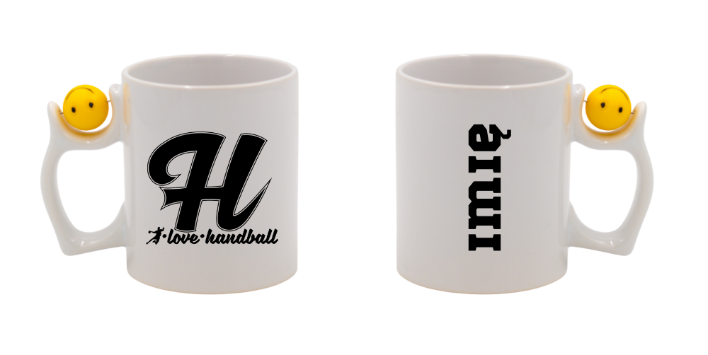 Kubek z piłką, czarną literą "H" i napisem "I LOVE HANDBALL" #4