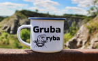 Kubek emaliowany biały z nadrukiem "Gruba ryba" #12