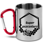 Kubek czerwony karabińczykiem z nadrukiem "Super pszczelarz" #9