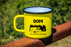 Kubek emaliowany żółty z nadrukiem „Dom jest tam, gdzie go zaparkujesz” – camping, pod namiot #6
