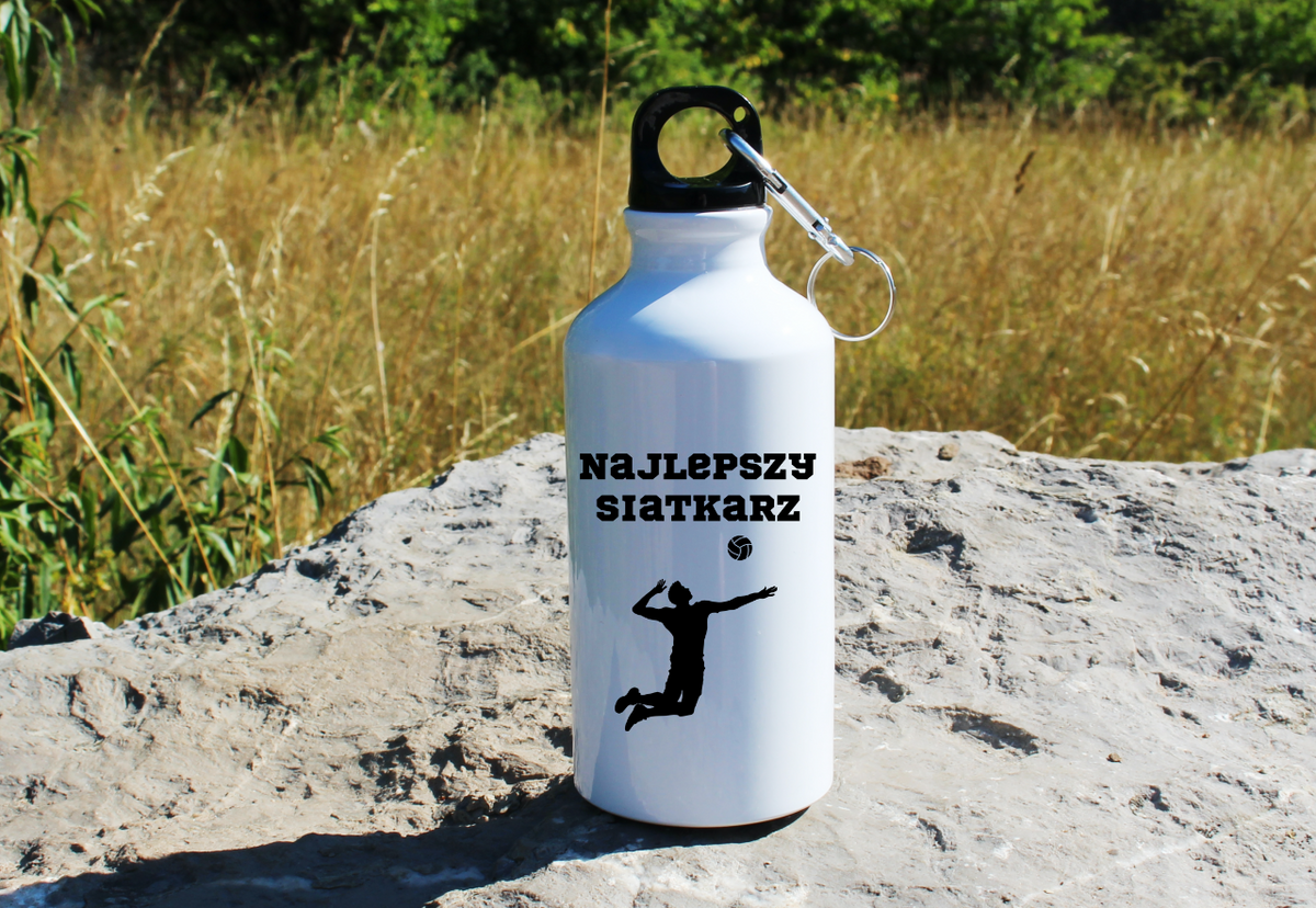 Bidon biały 400 ml z nadrukiem "Najlepszy Siatkarz" – siatkówka #7