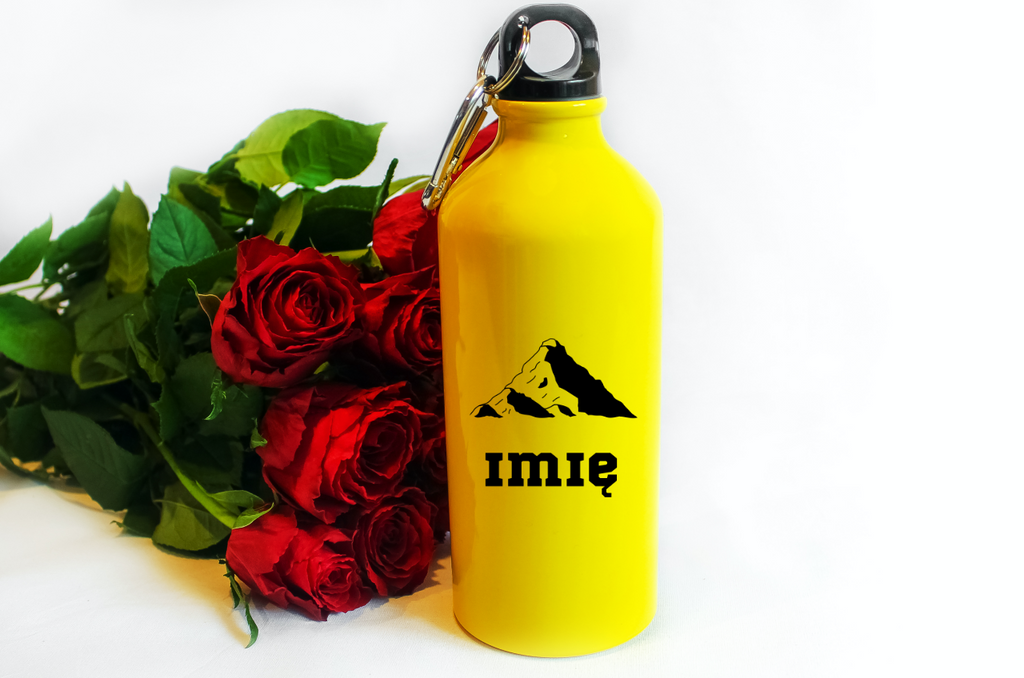 Butelka żółta 600 ml z grafiką góry i imieniem do wyboru #8