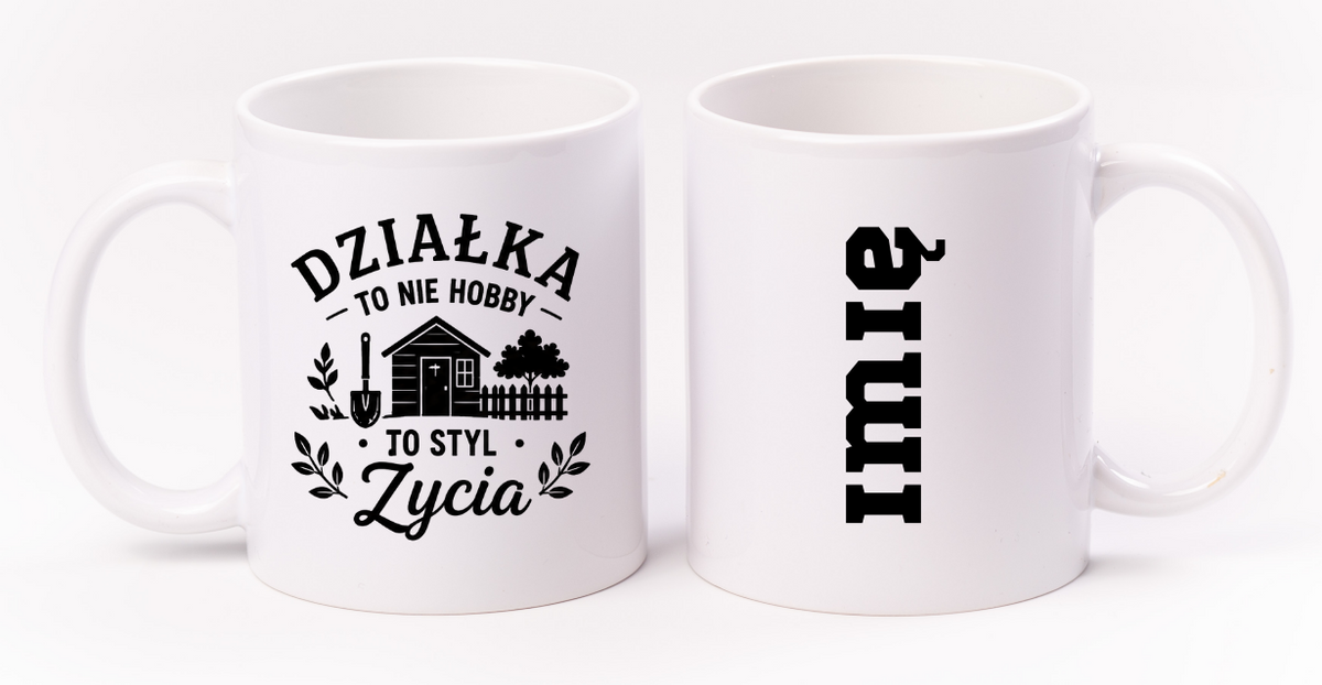 Kubek biały z nadrukiem „Działka to nie hobby, to styl życia” – ogród, działka #8