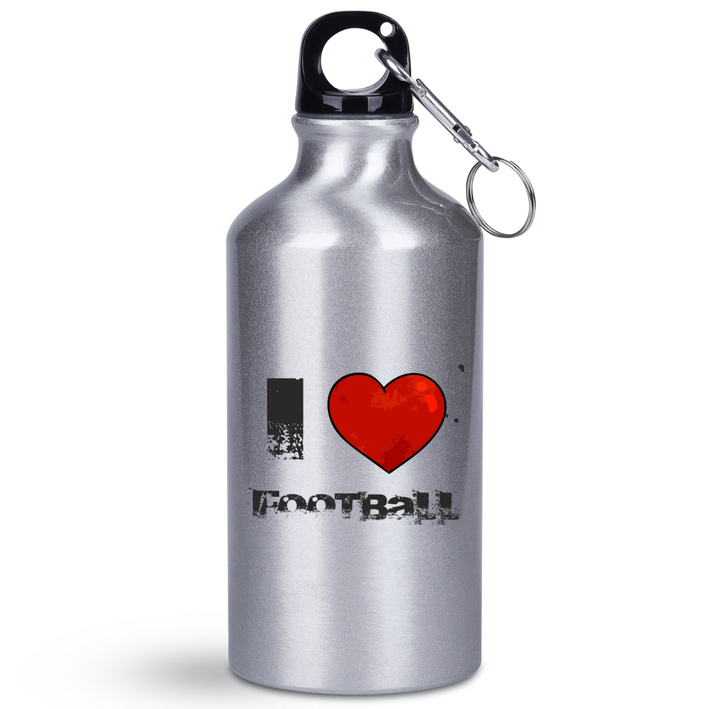 Butelka srebrna 400 ml z napisem "I LOVE FOOTBALL" – piłka nożna #2