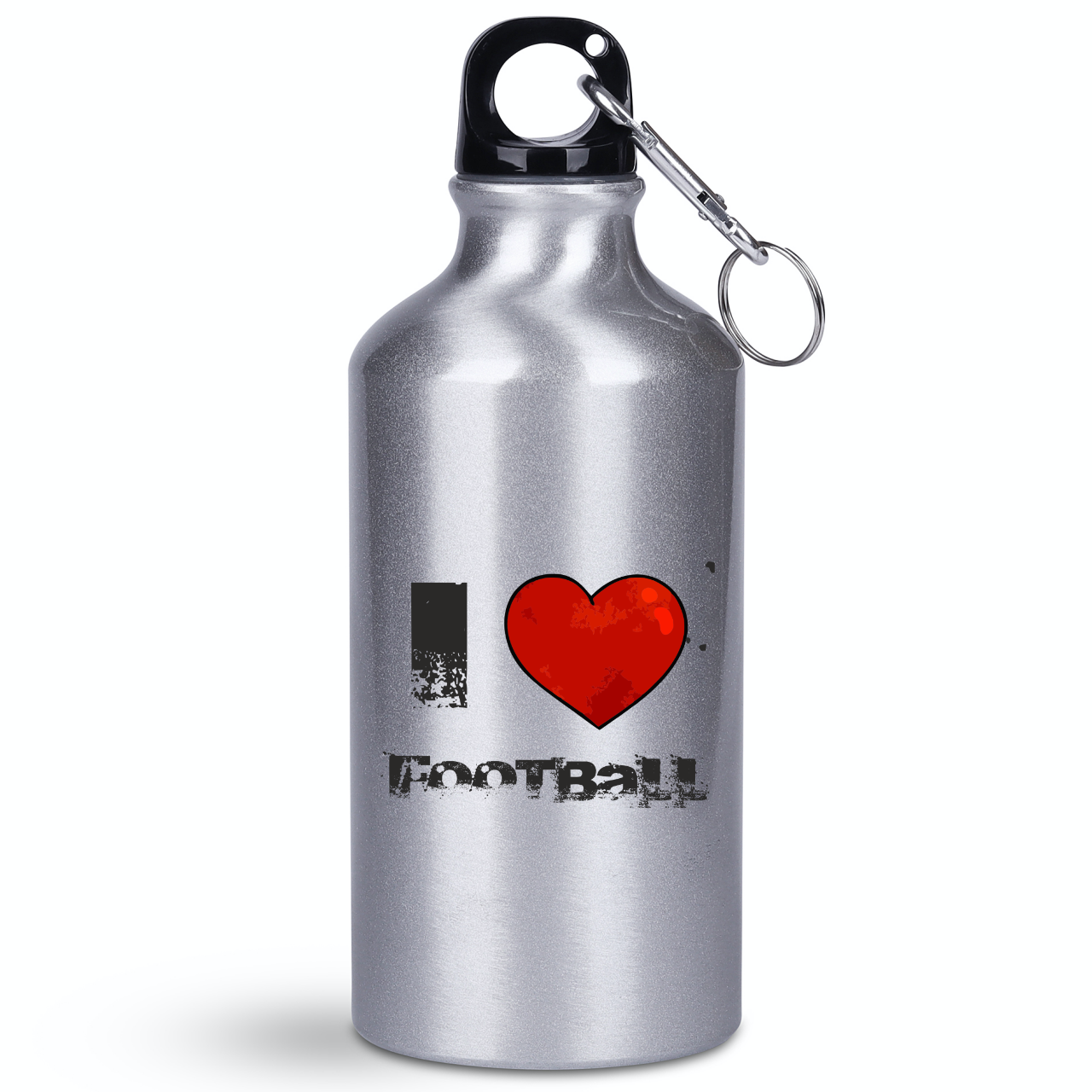 Butelka srebrna 400 ml z napisem "I LOVE FOOTBALL" – piłka nożna #2