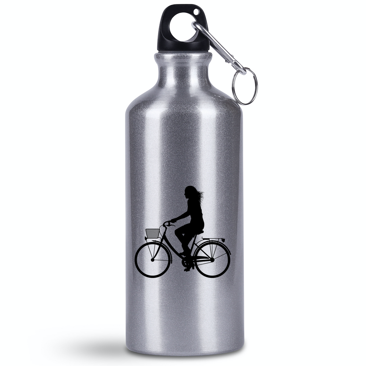 Bidon srebrny 500 ml na rower z grafiką roweru i dowolnym imieniem #1