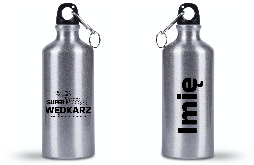 Butelka srebrna 500 ml z nadrukiem "Super wędkarz" – wędkarstwo #9