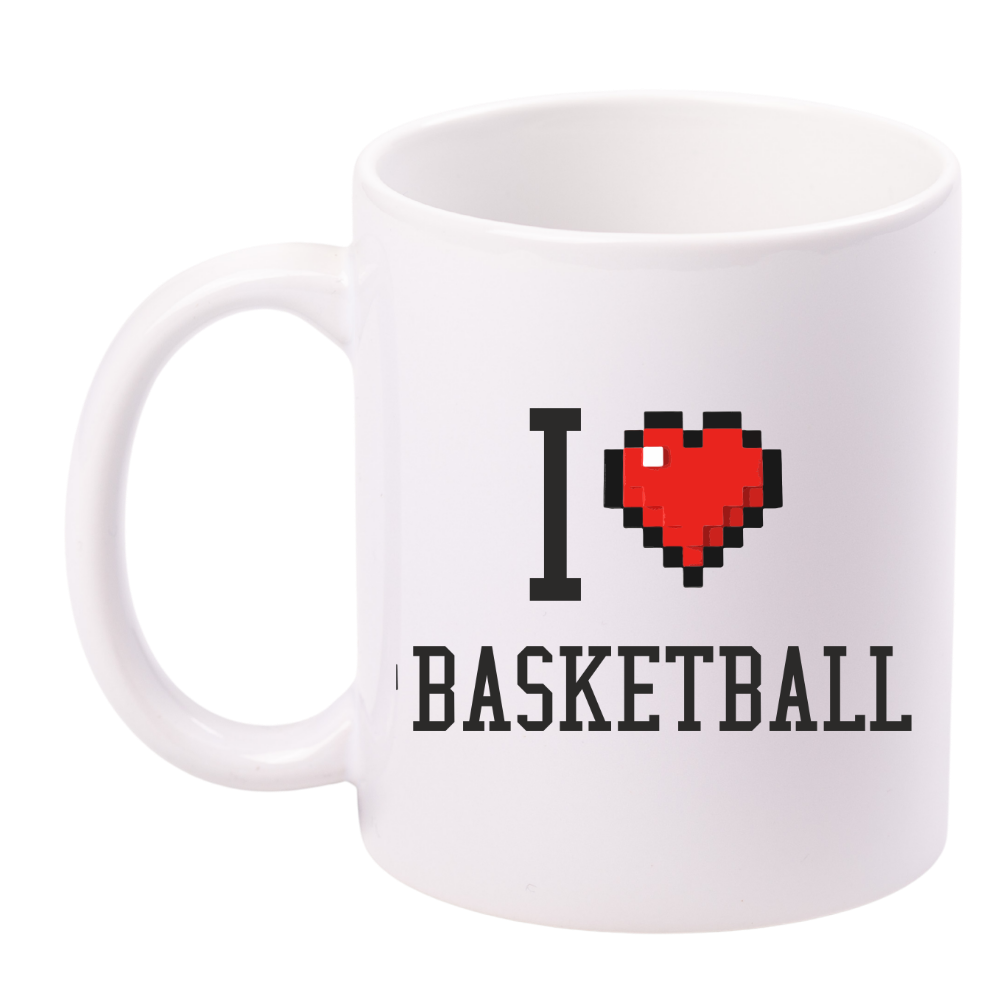 Kubek biały z nadrukiem "I LOVE BASKETBALL" - koszykówka #4
