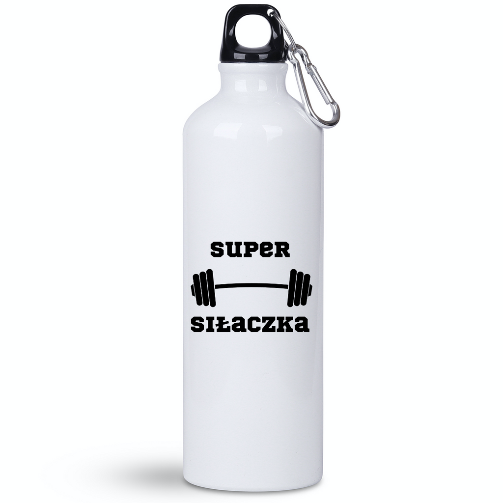 Butelka biała 800 ml na siłownię z napisem "Super Siłaczka" #2