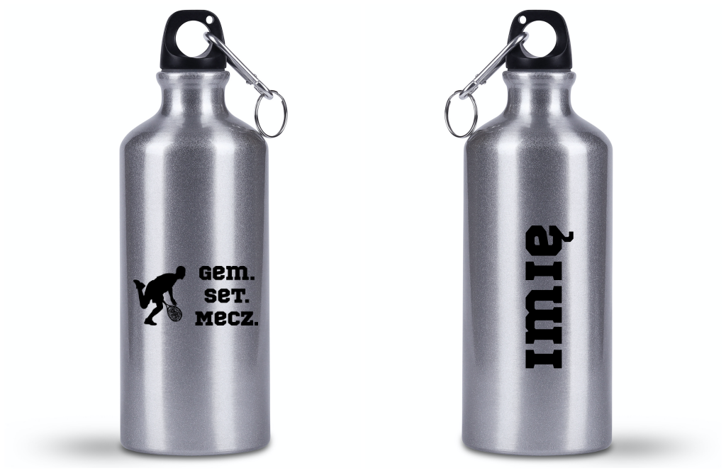 Butelka srebrna 500 ml z napisem "Gem Set Mecz" – męska #5