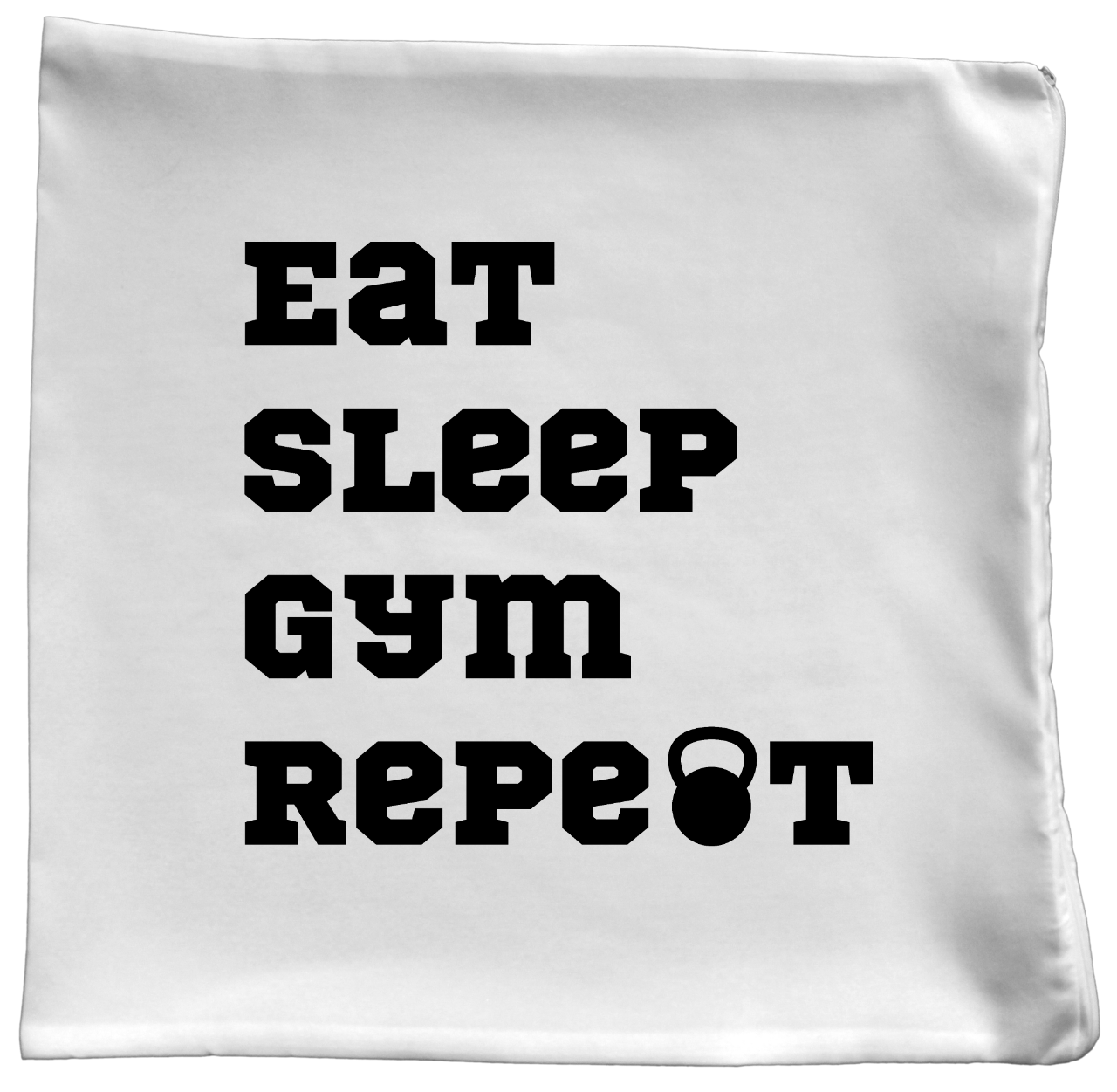 Poduszka z nadrukiem "Eat Sleep Gym Repeat" – siłownia #6