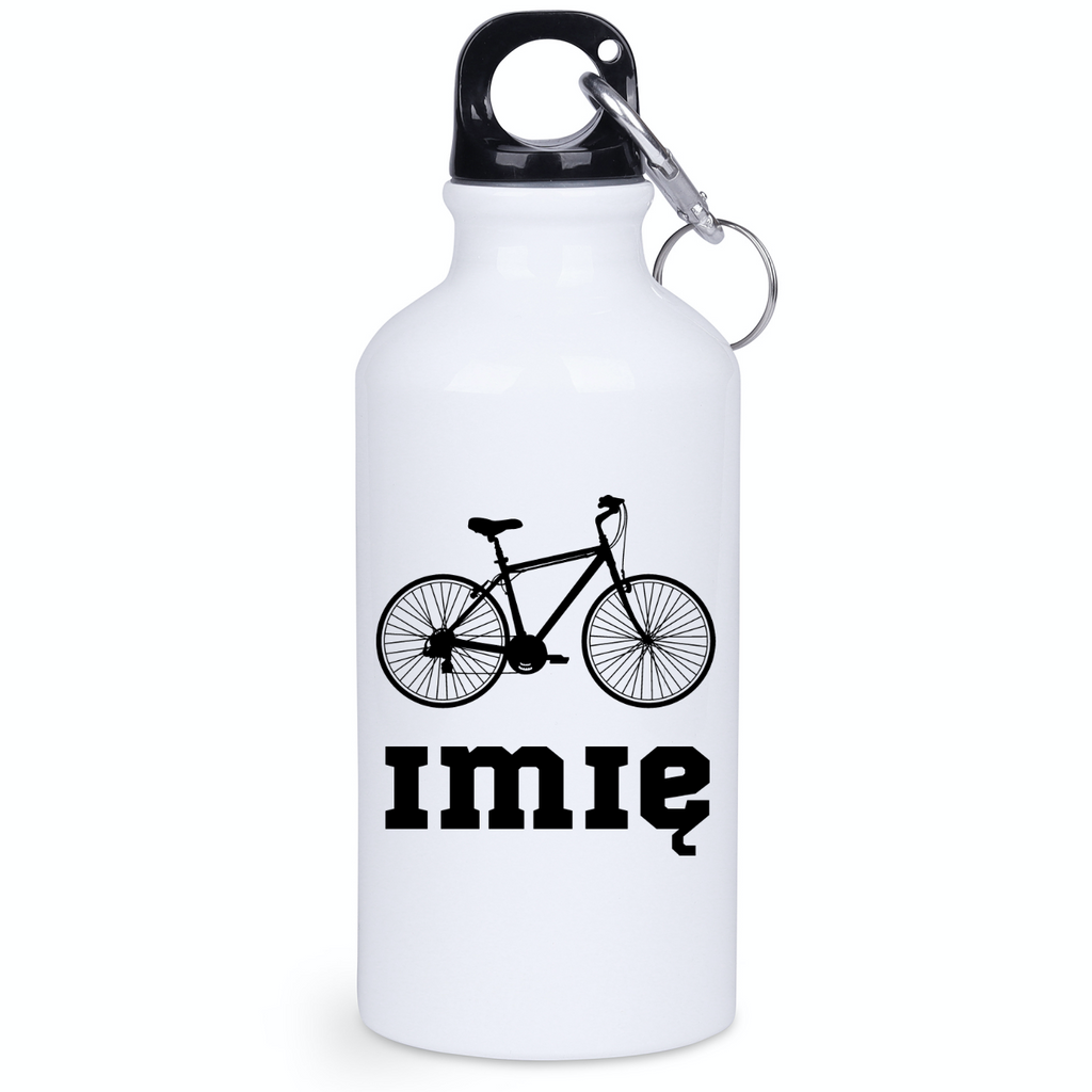 Butelka biała 400 ml z grafiką roweru i imieniem do wyboru – dla rowerzystów #11